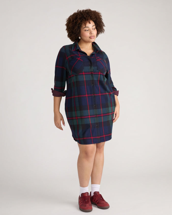 Maine Stretch Flannel Shirtdress - Bedford Plaid | Plus Size & Straight Size Women's Fashion | Universal Standard