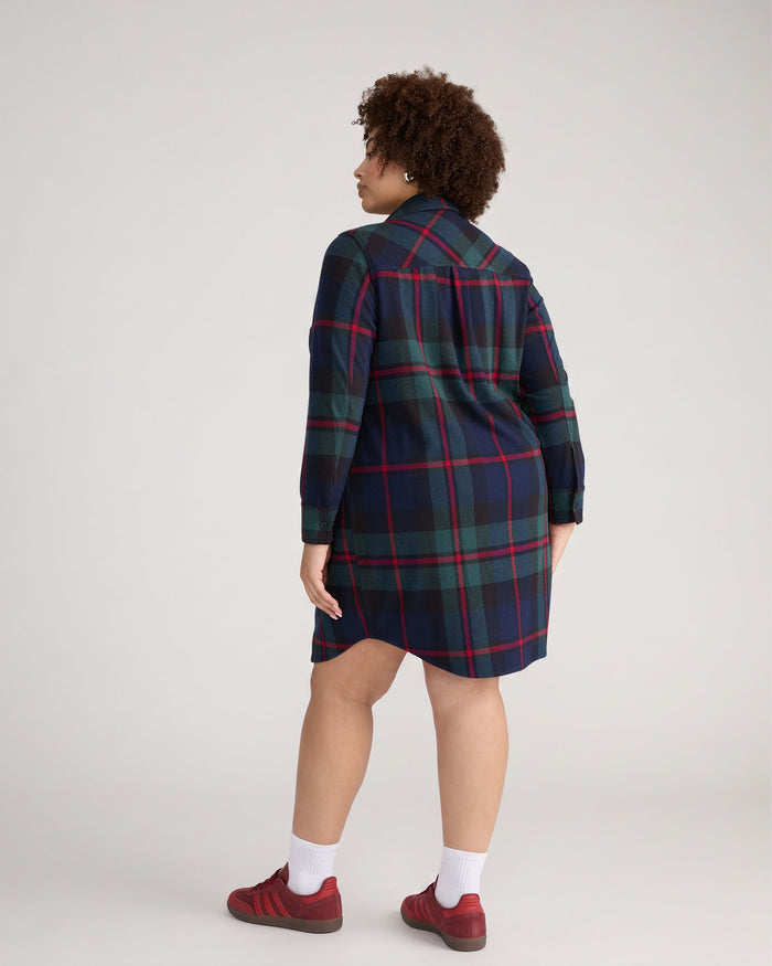 Maine Stretch Flannel Shirtdress - Bedford Plaid | Plus Size & Straight Size Women's Fashion | Universal Standard