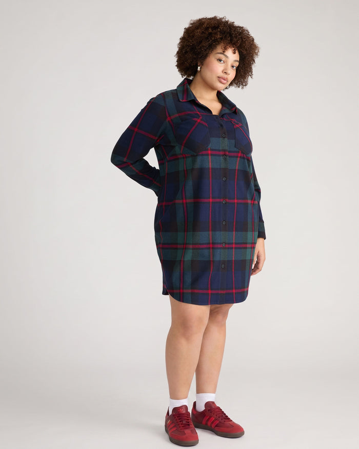 Maine Stretch Flannel Shirtdress - Bedford Plaid | Plus Size & Straight Size Women's Fashion | Universal Standard