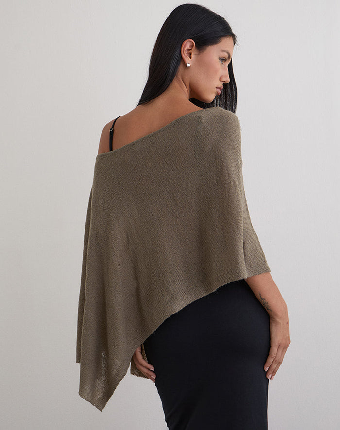Image of Maliha Poncho in Sheer Knit Taupe
