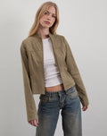 Image of Mandy Jacket in Faux Suede Walnut