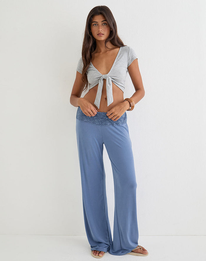 Image of Marla Tie-Front Crop Top in Grey Marl