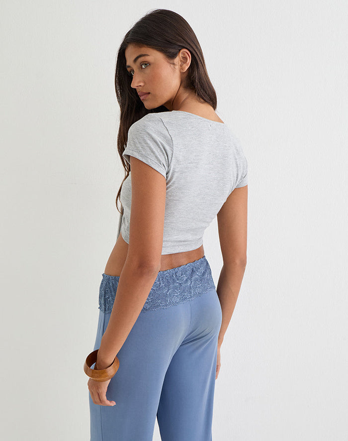 Image of Marla Tie-Front Crop Top in Grey Marl