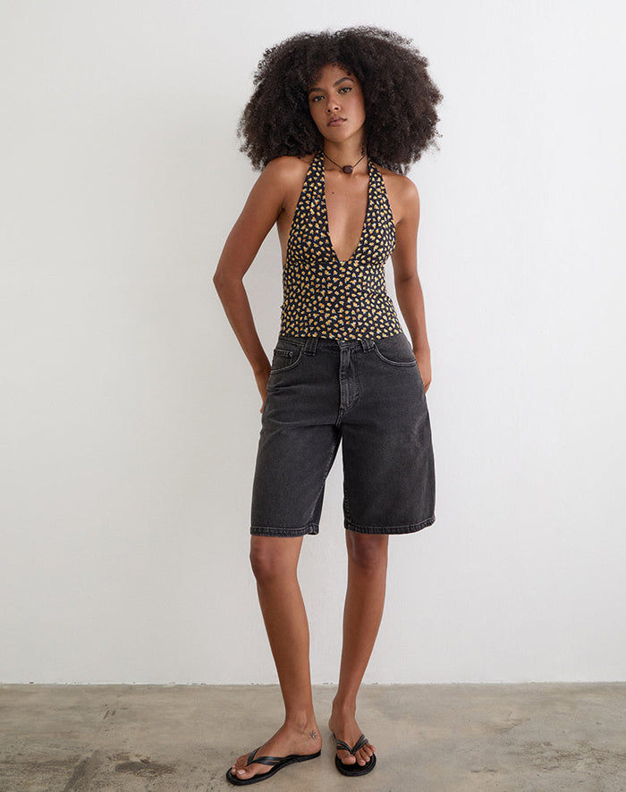 Image of Marsina Halterneck Top in Ditsy Floral Bronze