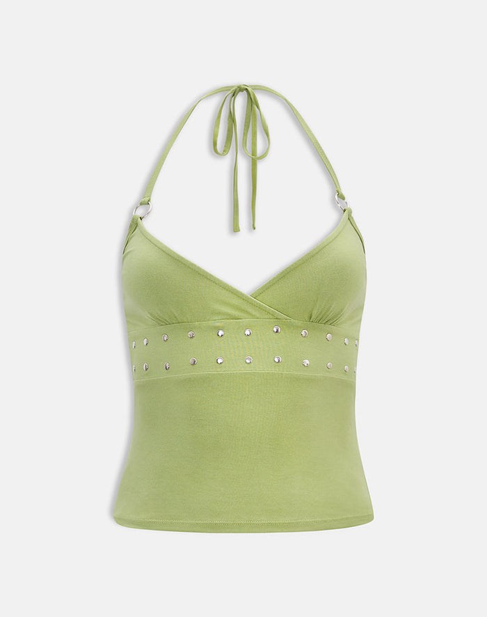 Image of Mayoti Top in Rayon Jersey Apple Green with Studs