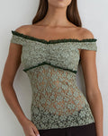 Image of Mayu Top with Ruffle Trim in Lace Sage Green