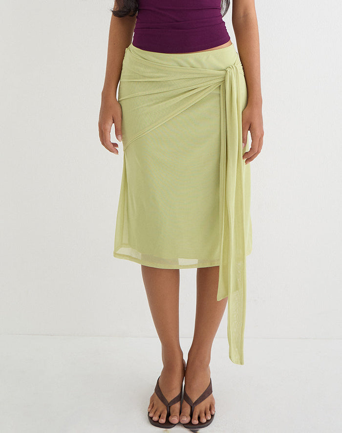 Image of Meidina Midi Skirt in Mesh Pistachio