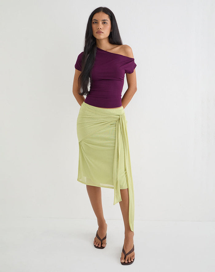 Image of Meidina Midi Skirt in Mesh Pistachio