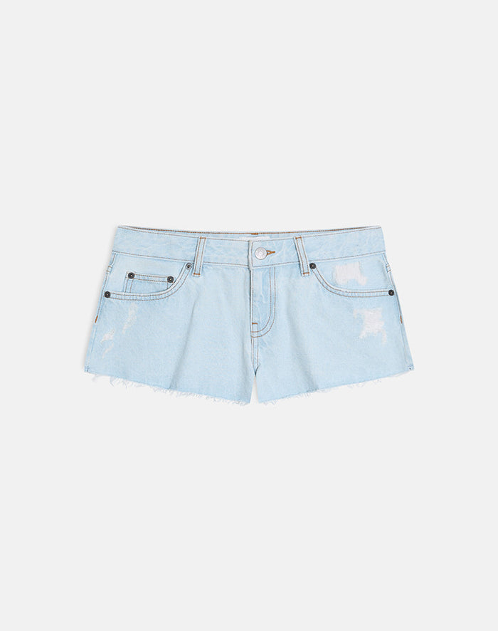 Image of Micro Denim Hot Pant in Sun Bleach Blue