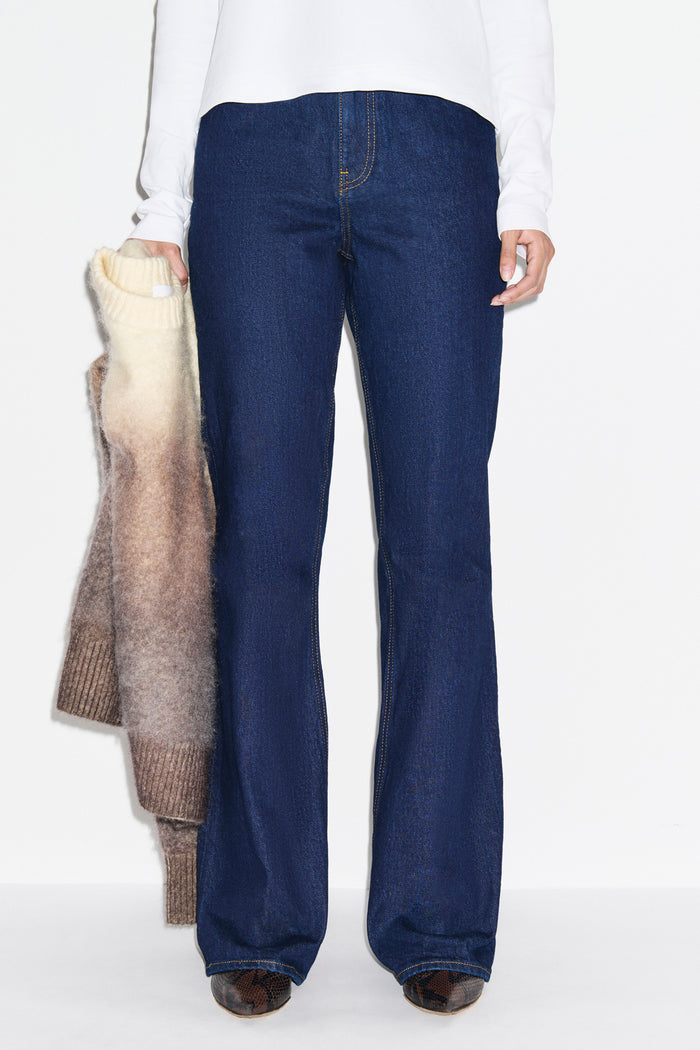 Mid Rise Straight Flare Jeans