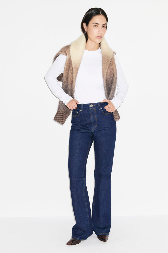 Mid Rise Straight Flare Jeans