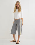 Image of Mino Capri Trouser in Grey with Lemon Yellow Binding