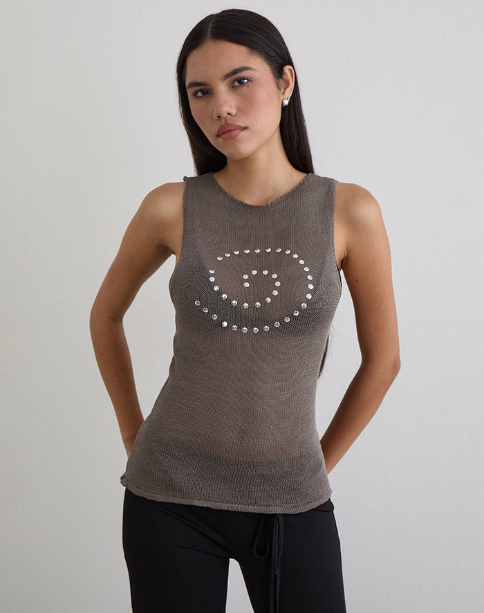 Image of Miraya Top in Studded Sheer Knit Iron