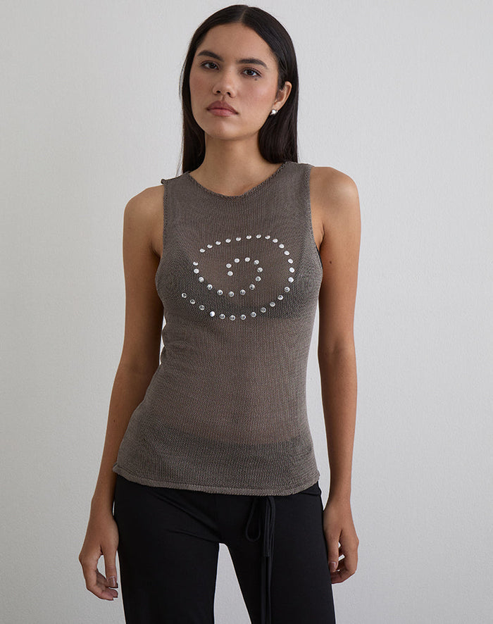 Image of Miraya Top in Studded Sheer Knit Iron