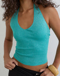 Image of Mirelda Halterneck Top in Lurex Blue