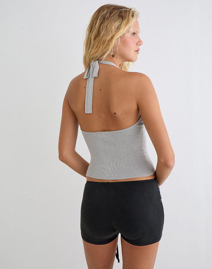 Image of Mirelda Halterneck Top in Lurex Silver