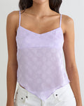Image of Mirelle Handkerchief Cami Top in Chiffon Lilac Polka Dot