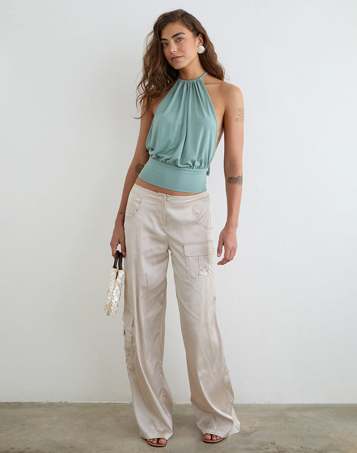 Image of Miruna Halterneck Top in Aqua Grey