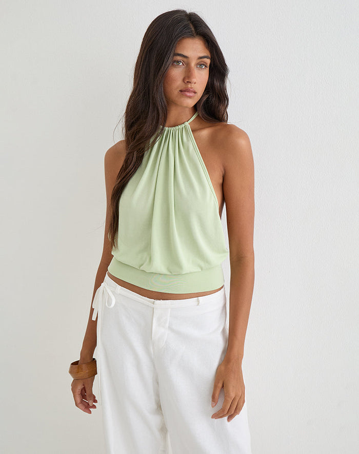 Image of Miruna Halterneck Top in Pistachio