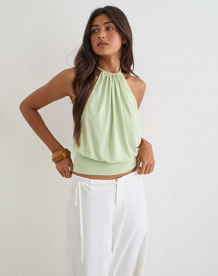 Image of Miruna Halterneck Top in Pistachio