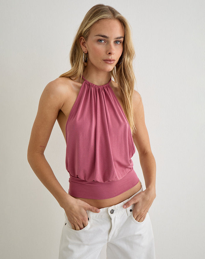 Image of Miruna Halterneck Top in Raspberry