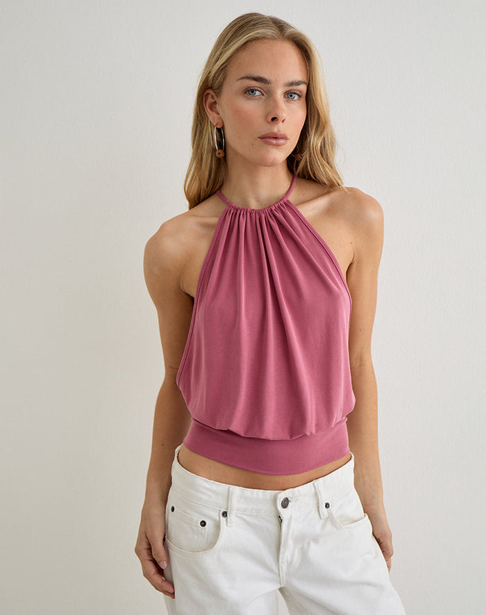 Image of Miruna Halterneck Top in Raspberry