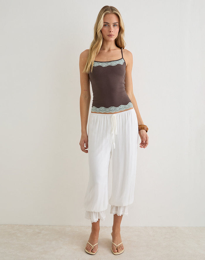 Image of Mishti Cami Top with Lace Trim in Dark Brown