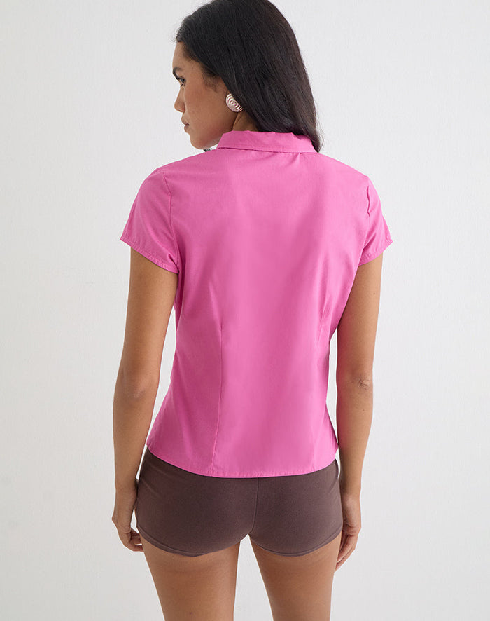 Image of Miyala Top in Poplin Pink Rose with Buckle