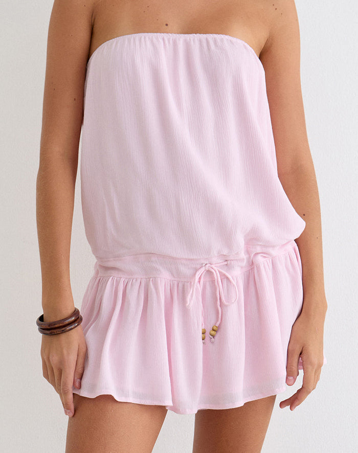 Image of Moka Mini Dress in Crinkle Light Pink