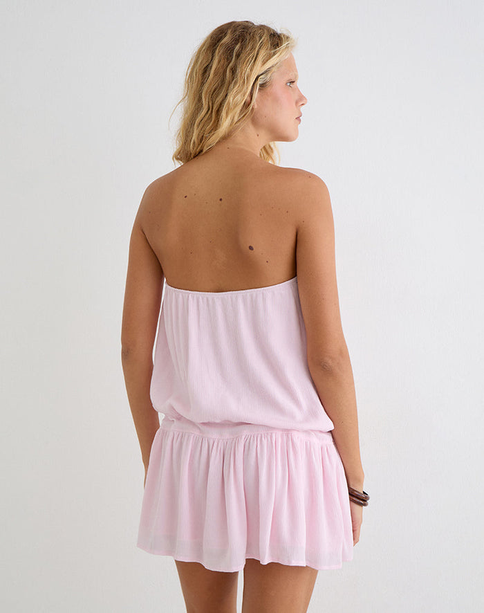 Image of Moka Mini Dress in Crinkle Light Pink