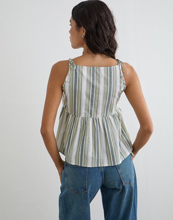 Image of Myles Top in Sage Stripe