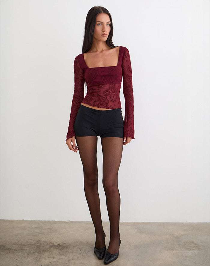 Image of Nafre Top in Flock Compact Paisley Wine