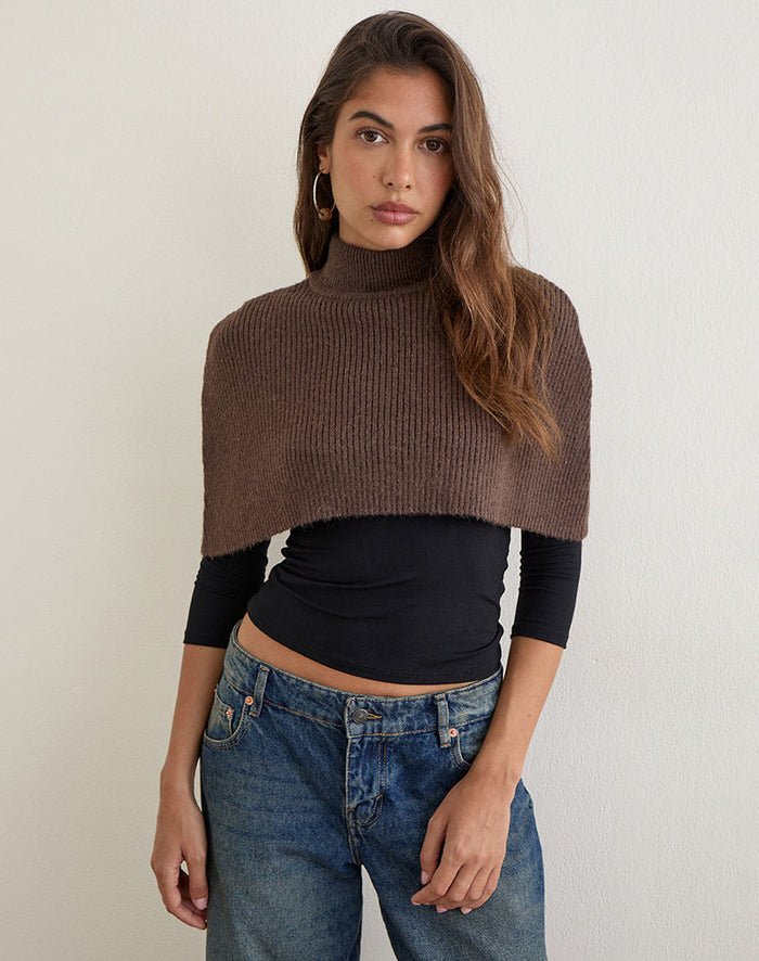 Image of Nagia Shrug in Knit Dark Chocolate