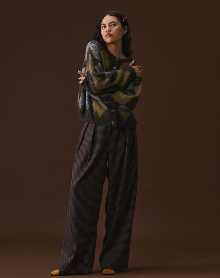 Image of Nala Trouser in Heavy Woven Check Blue and Red
