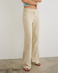 Image of Nalita Trouser in Beige with Buckle Waist