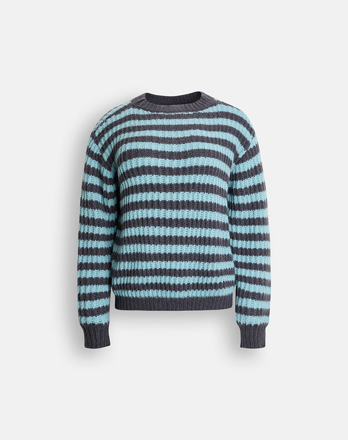 Image of Namirta Jumper in Light Blue with Dark Grey Stripe