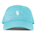 The Roxy Next Level Cap is a women’s baseball hat in Tanager Turquoise, crafted from soft cotton twill with a classic curved visor and finished with a small white embroidered pineapple on the front.
