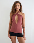 Image of Nezuko Multi Tie Long Sleeve Top in Cupro Dark Rose