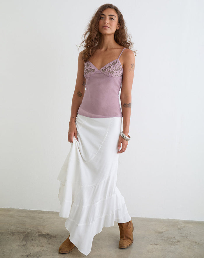 Image of Nisara Cami Top in Dusty Mauve with Coma Studs