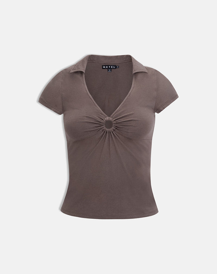 Image of Novee Collared Top in Coffee Quartz with O Ring
