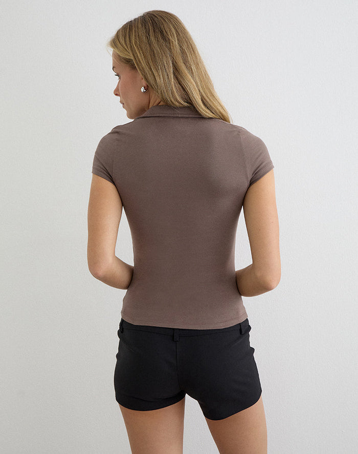 Image of Novee Collared Top in Coffee Quartz with O Ring