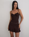Image of Nystin Plunge Top with Lace in Bitter Chocolate