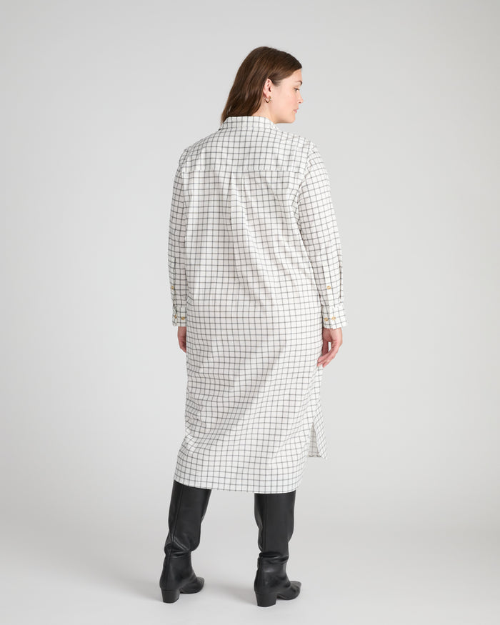 Odeon Stretch Poplin Shirtdress - White Windowpane Check | Plus Size & Straight Size Women's Fashion | Universal Standard