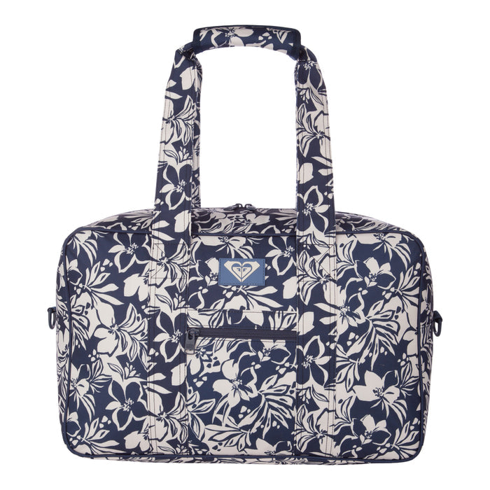 A versatile travel essential, the Roxy Off Shore Duffel Bag in Oceanside features two sturdy handles, a convenient front zipper pocket, and a small logo above the pocket—making it the perfect companion for your next adventure.