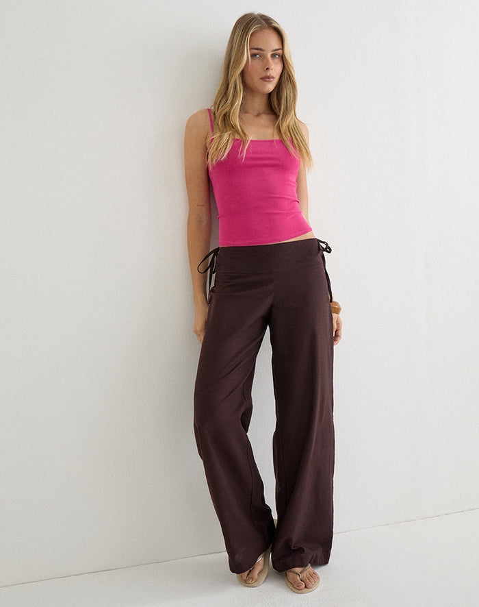 Image of Olesy Trouser in Linen Deep Mahogany