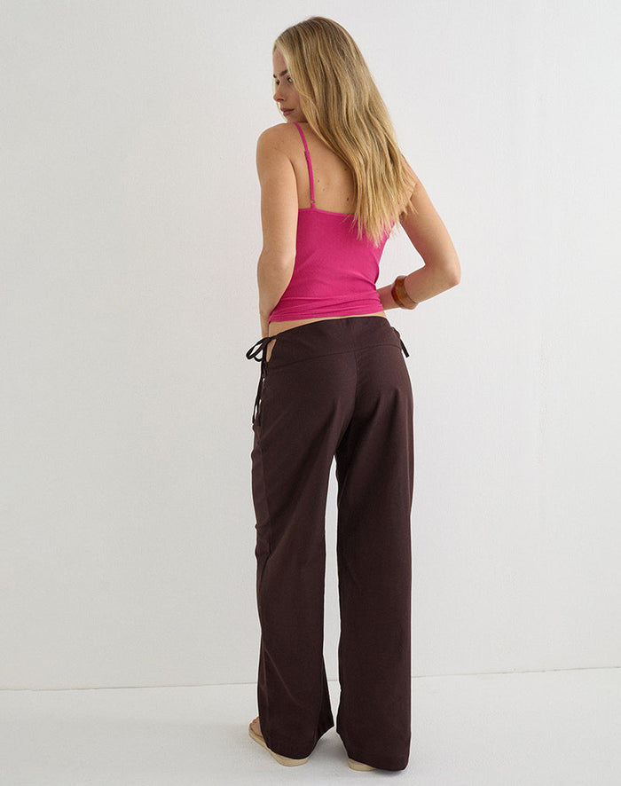 Image of Olesy Trouser in Linen Deep Mahogany