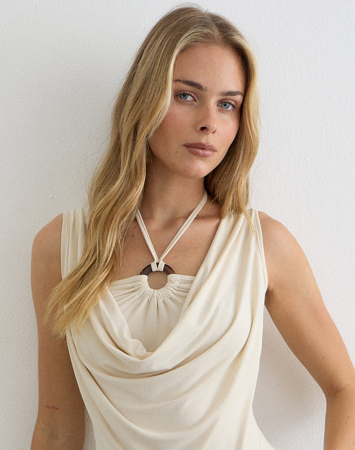 Image of Olinda Halter Top in Cupro Cream