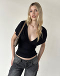 Image of Osari Plunge Batwing Top in Jersey Black