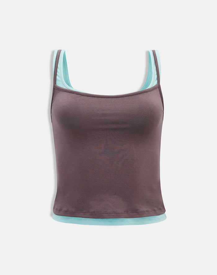 Image of Oslyn Top in Coffee Quartz and Aqua Combination