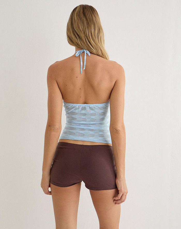 Image of Ottilia Cut Out Top in Textured Mesh Blue